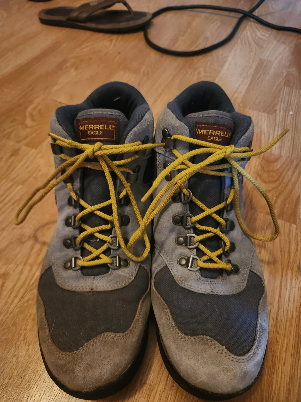 Merrell Eagle Men's Grey Hiking Boots with Yellow Laces